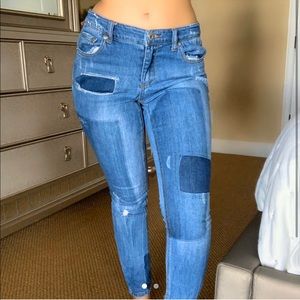Vintage Patch Style High Waisted Jeans